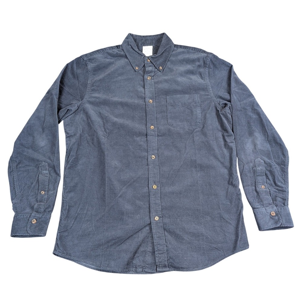 Brooks Brothers Regent Fit Corduroy Button Down Mens Medium Navy Blue Cotton